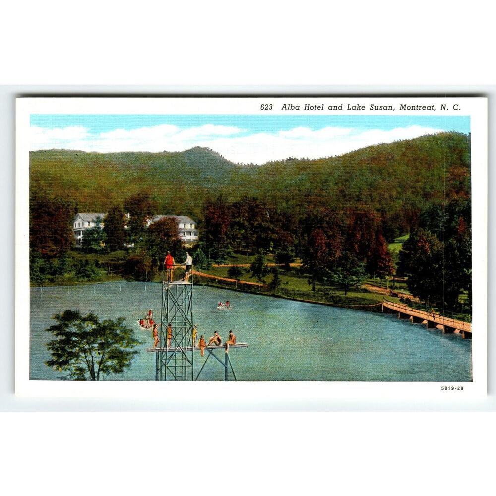 Alba Hotel Lake Susan Montreat NC Postcard 623 Curteich Linen Unused Vintage